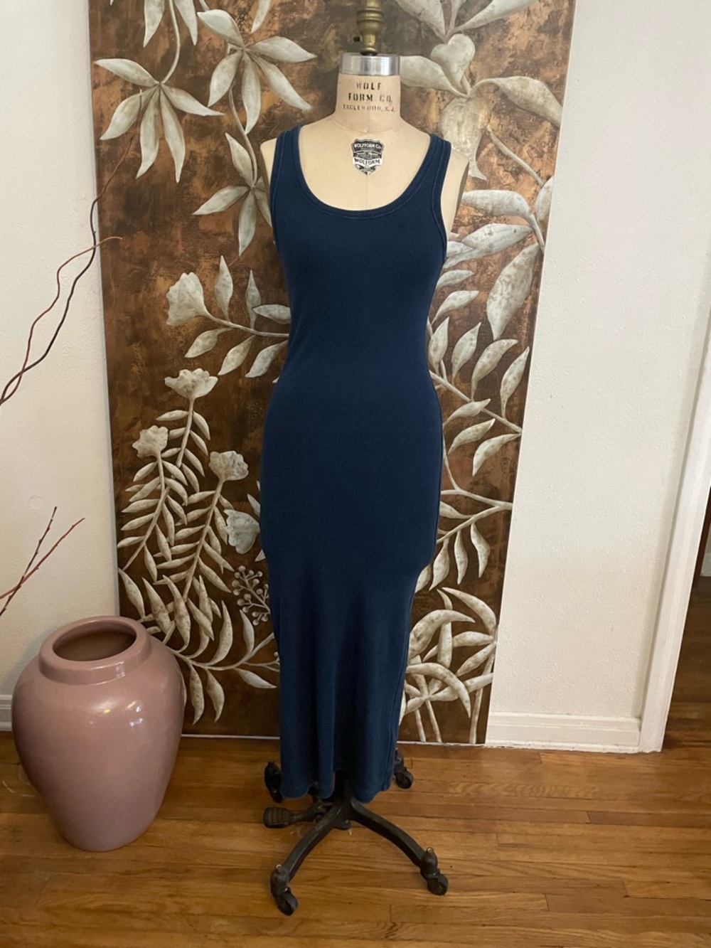 GAP Navy Ribbed Tank Maxi Dress